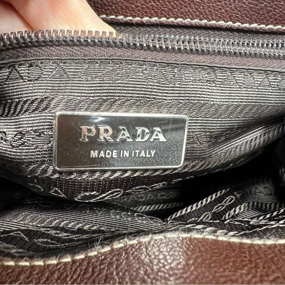 PRADA MADRAS CERNIERA DOCTOR BAG SATCHEL Red Brown LEATHER With A TOP HANDLE - Picture 12 of 16